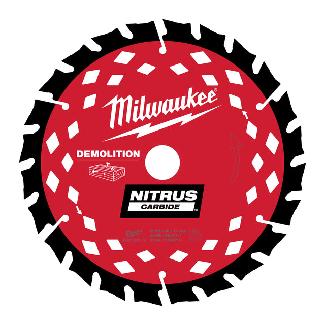 Milwaukee Kreissägeblatt Nitrus Holz für Handkreissägen 165/20 mm Z24 Wechselzahn 1.6 mm Blattstärke – Produktbild 1