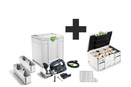 SET: Festool Dübelfräse DF 700 EQ-Plus DOMINO XL + Dübelkoffer mit Dübel