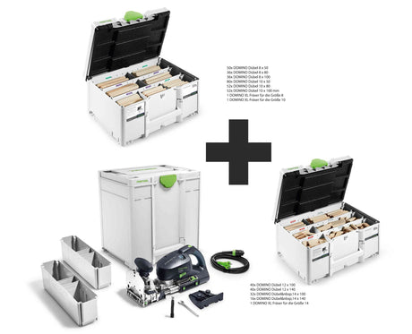 SET: Festool Dübelfräse DF 700 EQ-Plus DOMINO XL + Dübelkoffer mit Dübel