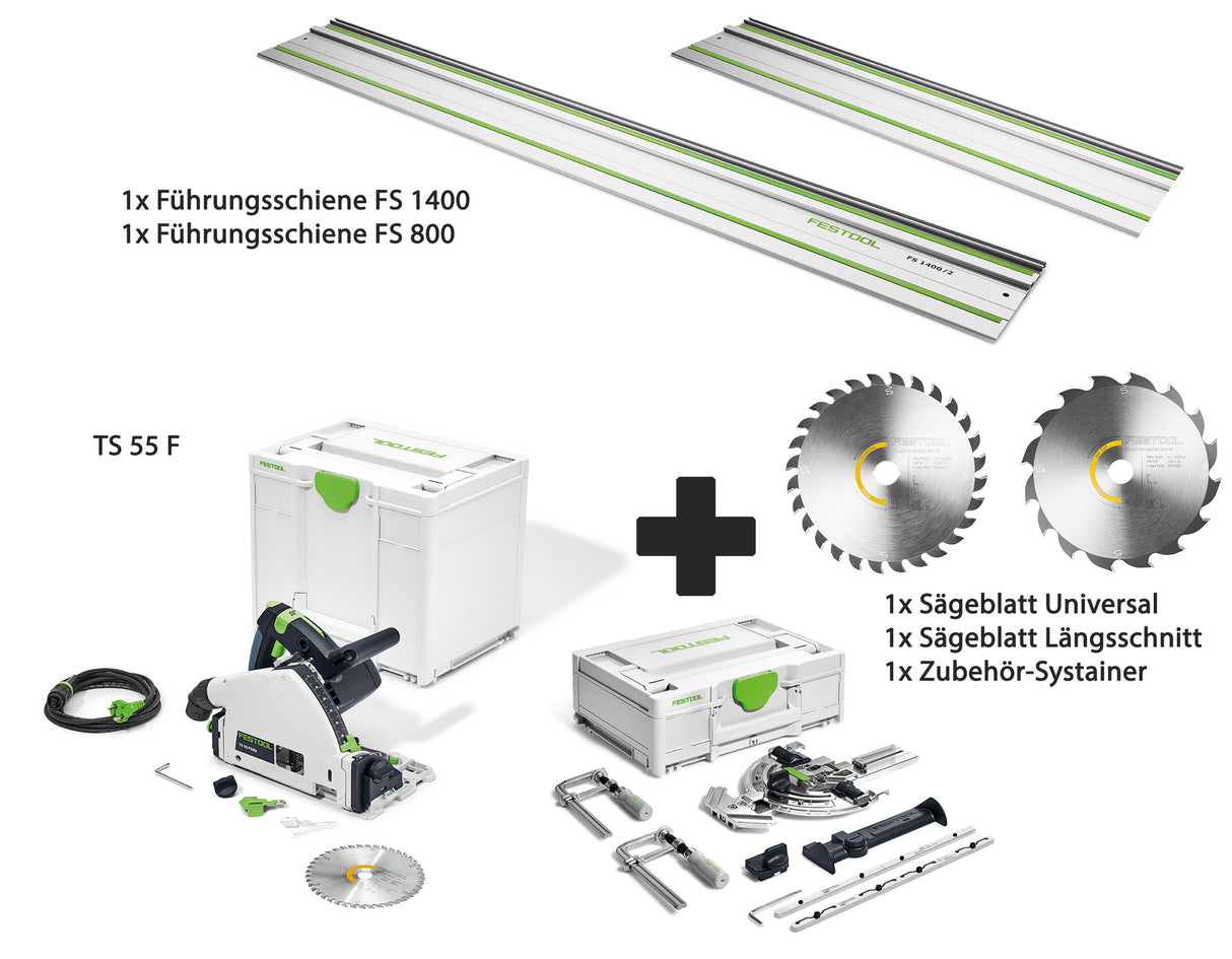 SET OFFER: Festool plunge saw TS 55 FEBQ-Plus + rails + accessories 