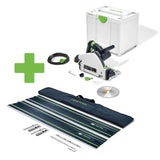 SET: Festool Tauchsäge TS 55 FEBQ-Plus-FS inkl. Schienen-Set mit Tasche und Verbinder/Zwinge - 576703+578937