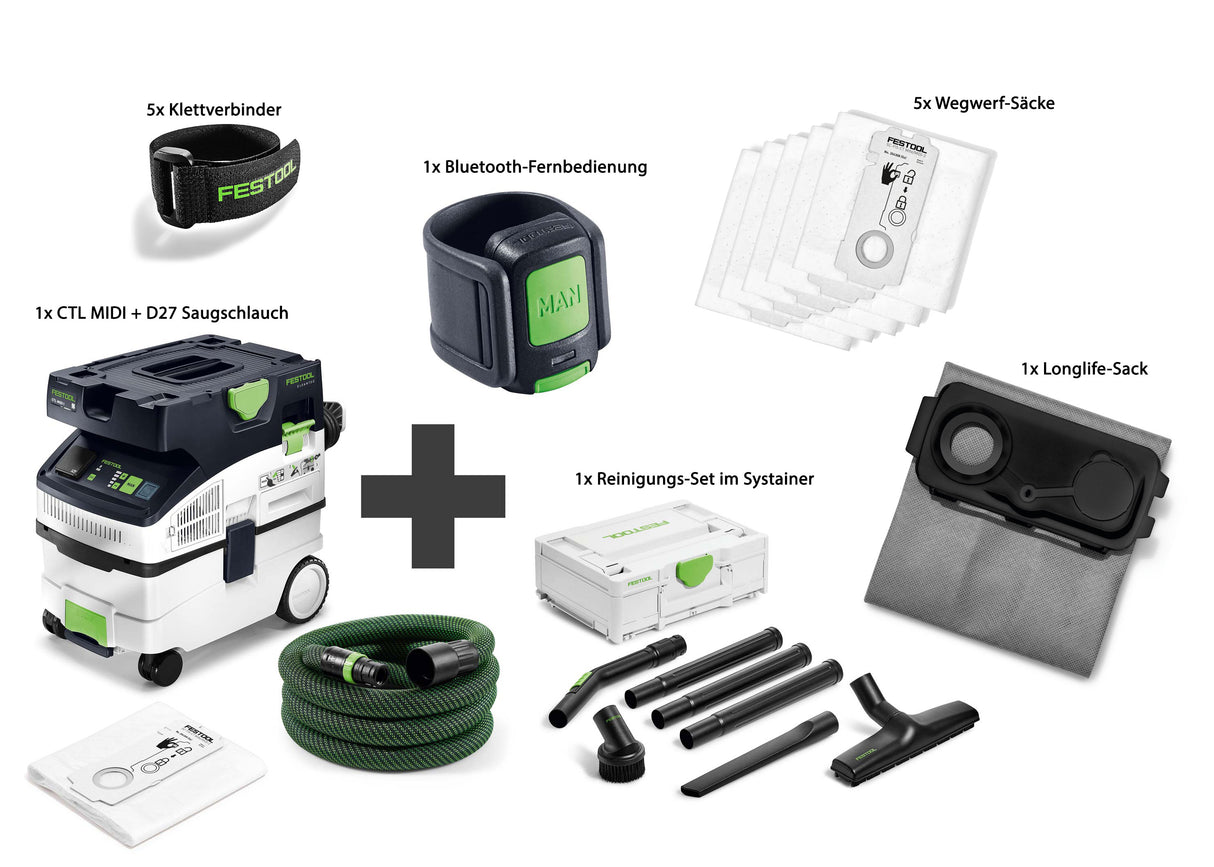 SET-ANGEBOT: Festool Absaugmobil CTL MIDI I CLEANTEC + Reinigungs-Set + Zubehör