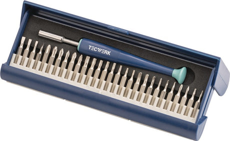 TECWERK Feinmechanikerbit-Set 29-teilig mit Wechselbits in Kunststoffkassette