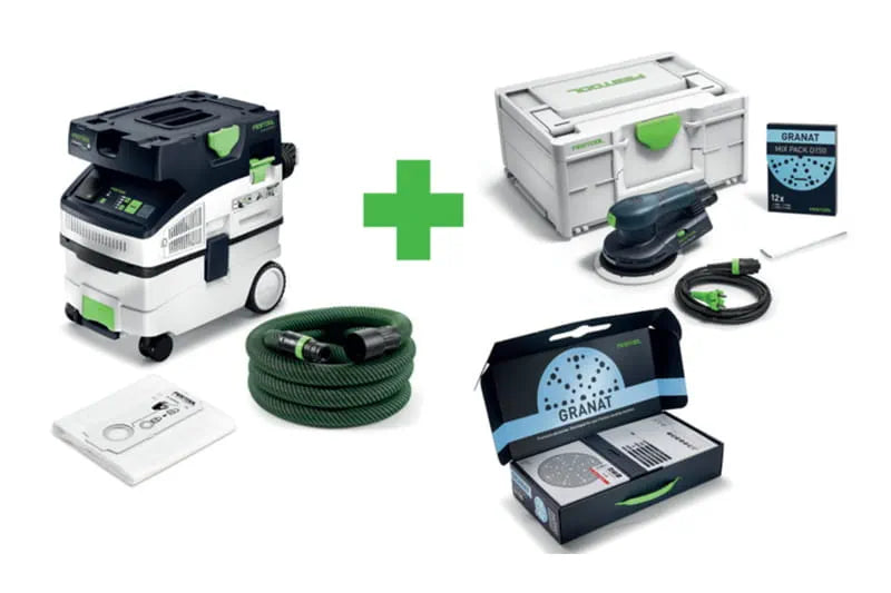 Combo-Set: Staubfrei - Festool Absaugmobil + Exzenterschleifer + Schleifpapier CTM MIDI/ ETS EC/GR/FIS - 578866