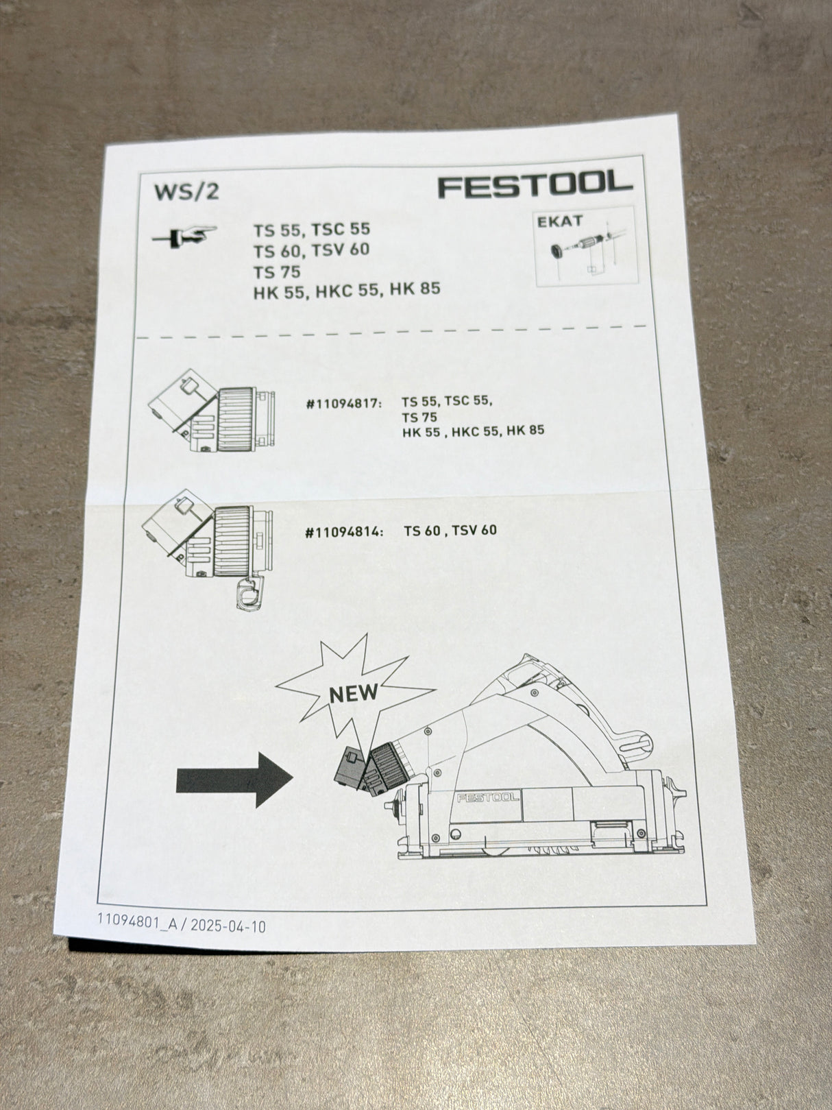 Festool Absaugstutzen WS/2 - Winkelstück TS 55 / TSC 55 / TS 75 / HKC 55 / HK 55 / HK 85 - 11094817