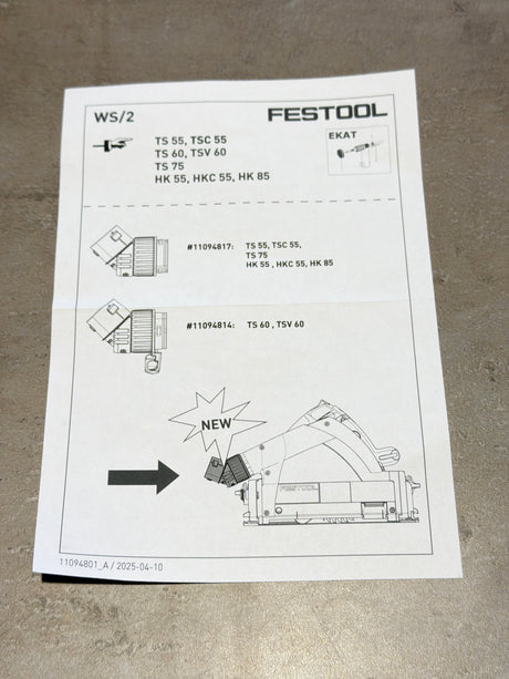 Festool Absaugstutzen WS/2 - Winkelstück TS 55 / TSC 55 / TS 75 / HKC 55 / HK 55 / HK 85 - 11094817