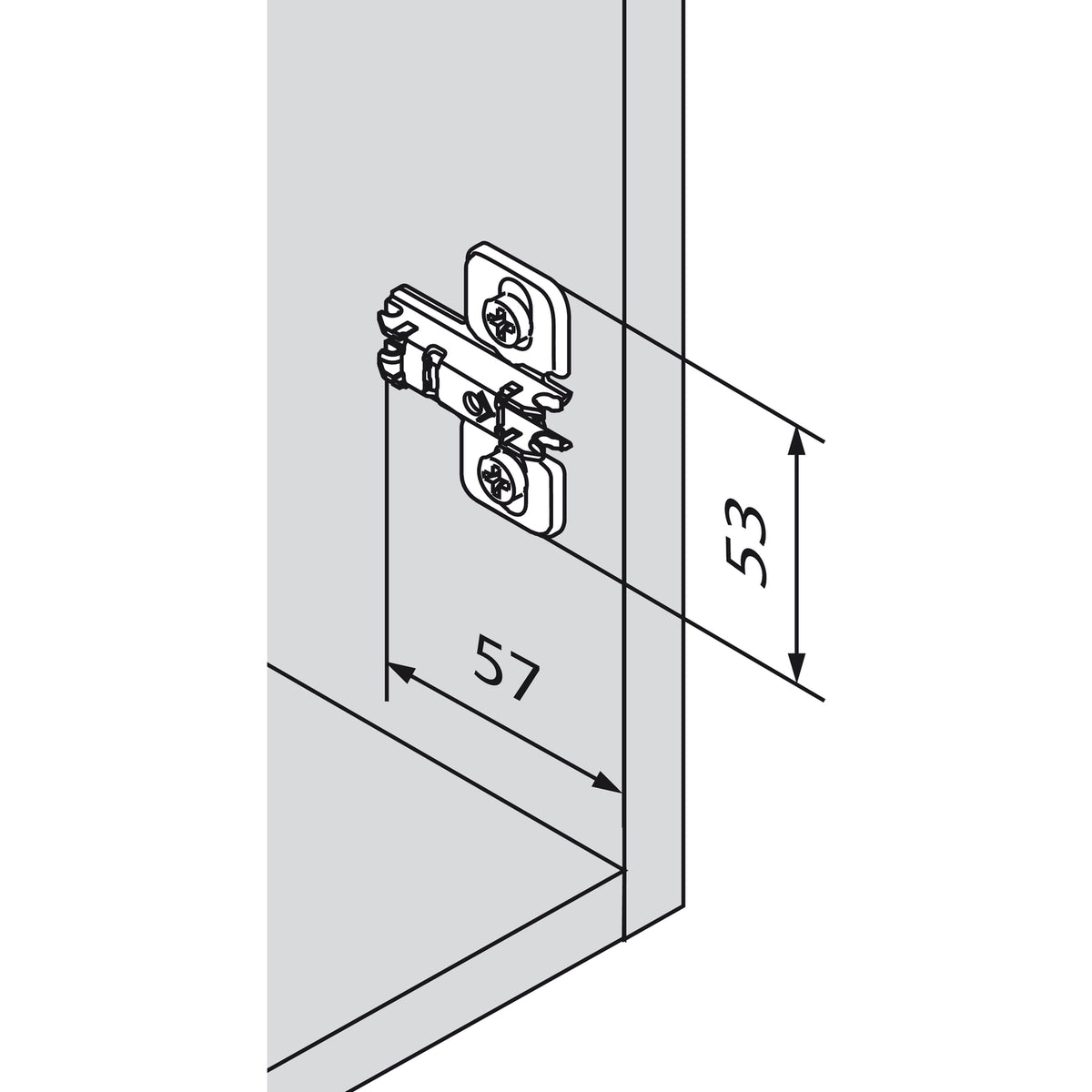 BLUM CLIP Kreuzmontageplatte, Distanz 0 mm, Systemschrauben - 173L8300