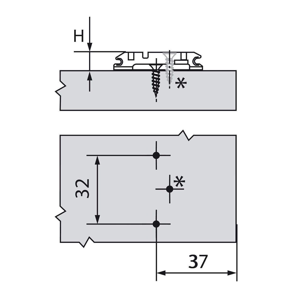 BLUM CLIP Kreuzmontageplatte, Distanz 0 mm, Schrauben - 173L6100
