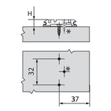 BLUM CLIP Kreuzmontageplatte, Distanz 0 mm, Schrauben - 173L6100