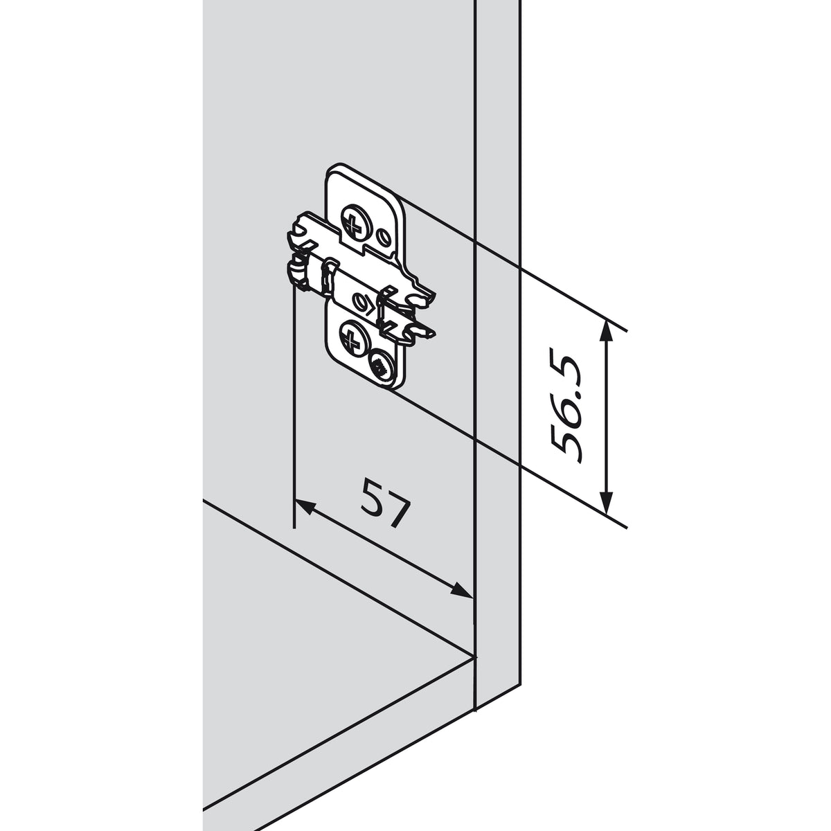 BLUM CLIP Kreuzmontageplatte ONYX , Distanz 0 mm, EXPANDO - 174H7100E