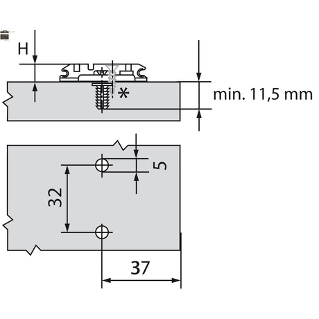 BLUM CLIP Kreuzmontageplatte ONYX , Distanz 0 mm, EXPANDO - 174H7100E