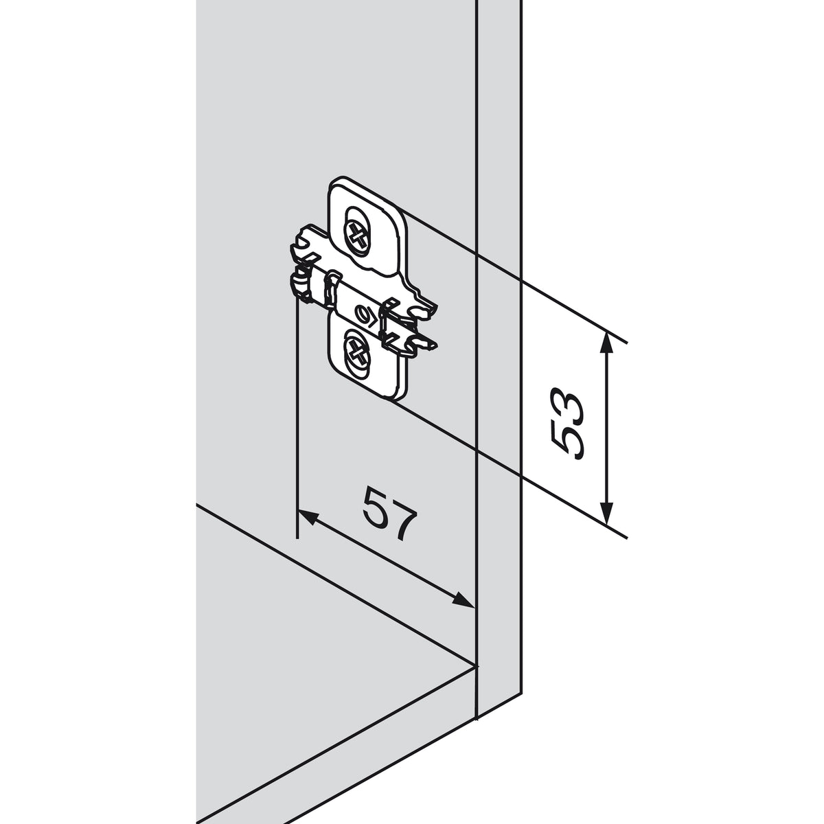 BLUM CLIP Kreuzmontageplatte, Distanz 0 mm, Schrauben - 173L6100