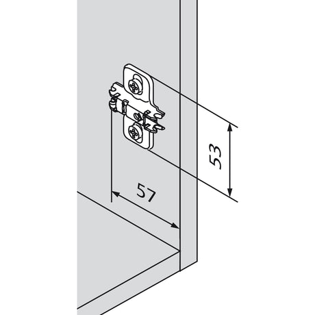 BLUM CLIP cross mounting plate, slotted hole, steel, system screws, distance 0 mm - 173L8100
