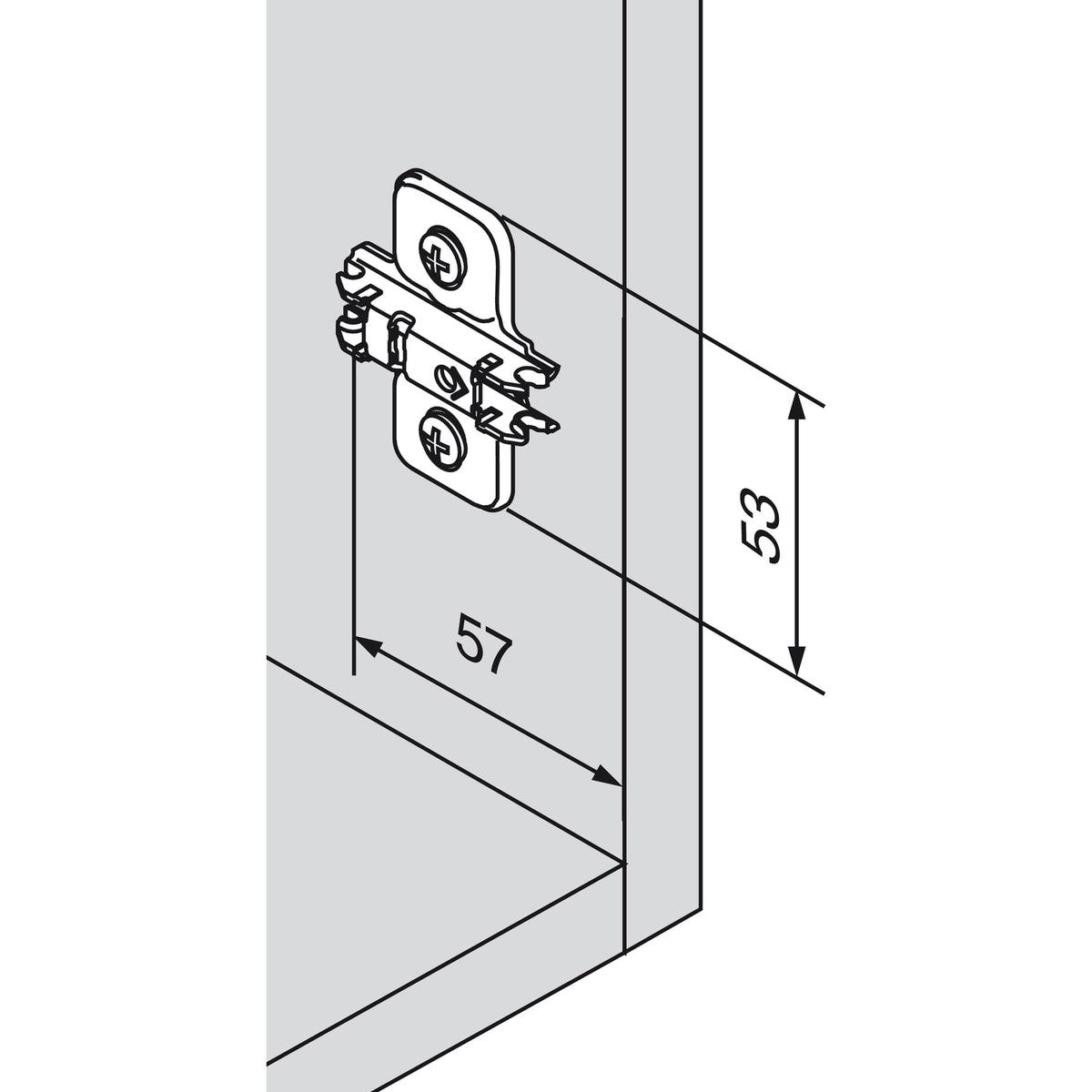 BLUM CLIP Kreuzmontageplatte, Distanz 0 mm, Schrauben - 173S6100