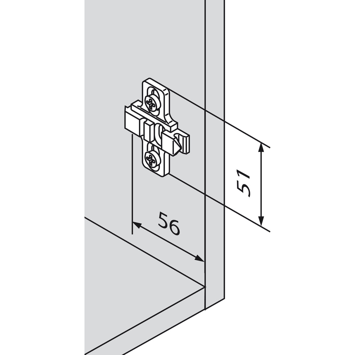 BLUM CLIP Kreuzmontageplatte Langloch, Zink, Systemschrauben, Distanz 0 mm - 175L8100