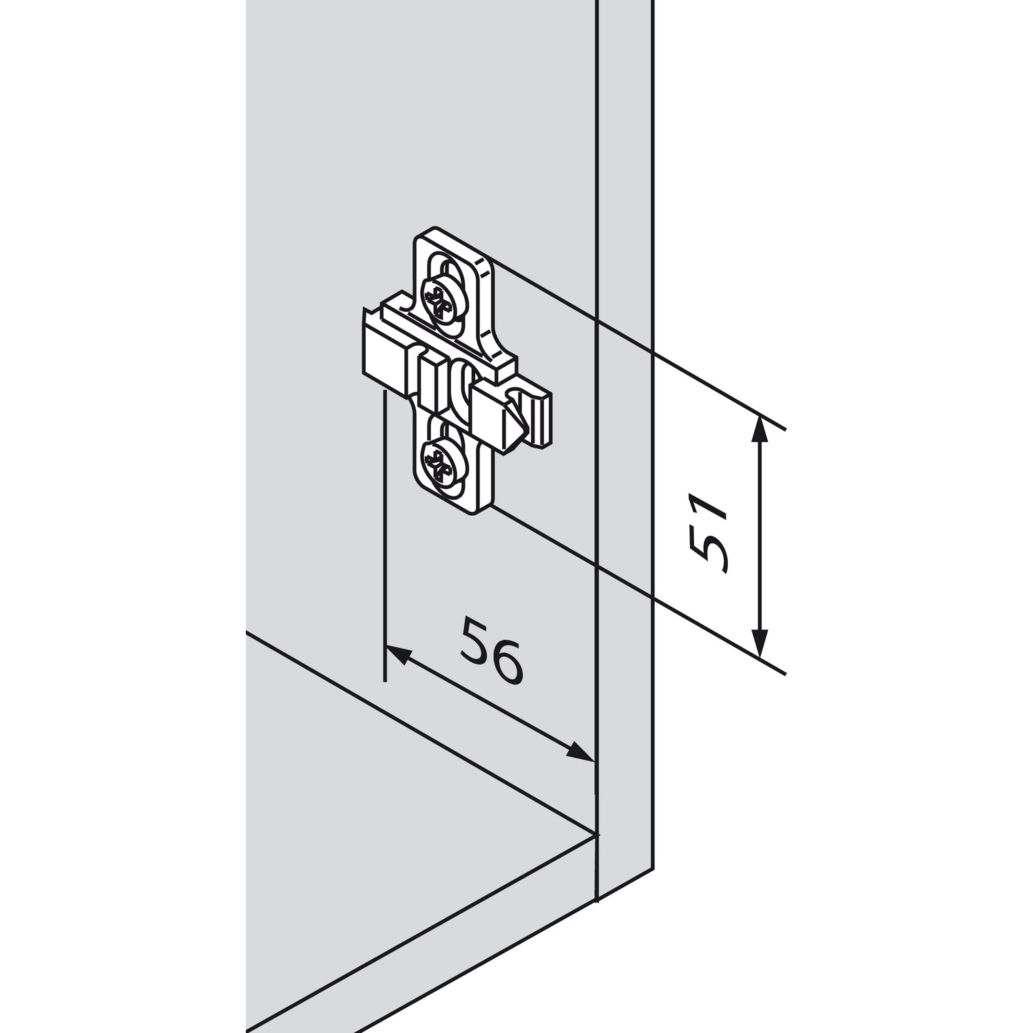 BLUM CLIP Kreuzmontageplatte Langloch, Zink, Systemschrauben, Distanz 0 mm - 175L8100