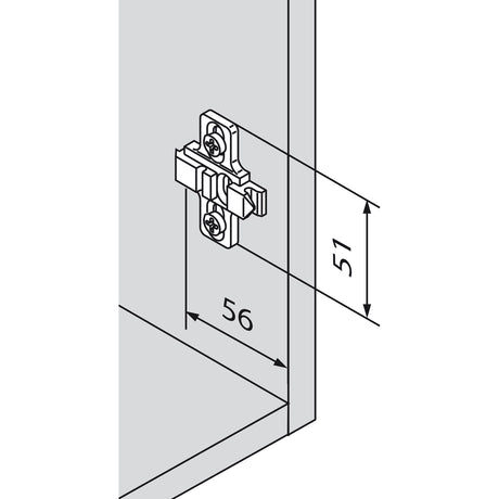 BLUM CLIP cross mounting plate, slotted hole, zinc, system screws, distance 0 mm - 175L8100