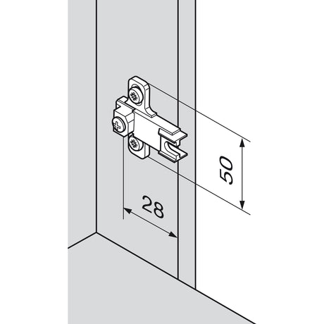 BLUM MODUL cross mounting plate for stud construction, system screw, 3mm spacing - 199.8130