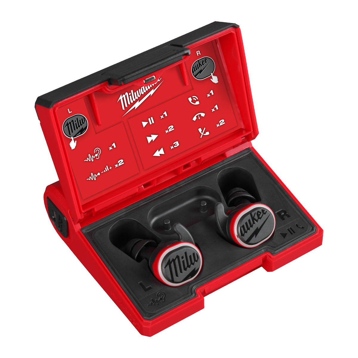 Milwaukee L4RLEPB-301 USB Bluetooth Gehörschutz inkl. L4B3 RED LITHIUM Akku u. Ladekabel – Produktbild 1