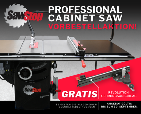 SAWSTOP stationäre Tischkreissäge mit breiten Tisch "Professional Cabinet Saw" - PCS