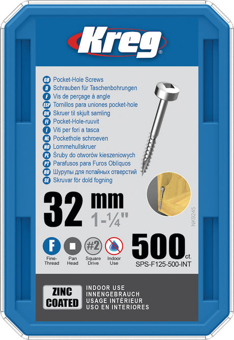 KREG® Taschenlochschrauben 32mm Feingewinde mit Flachkopf - SPS-F125
