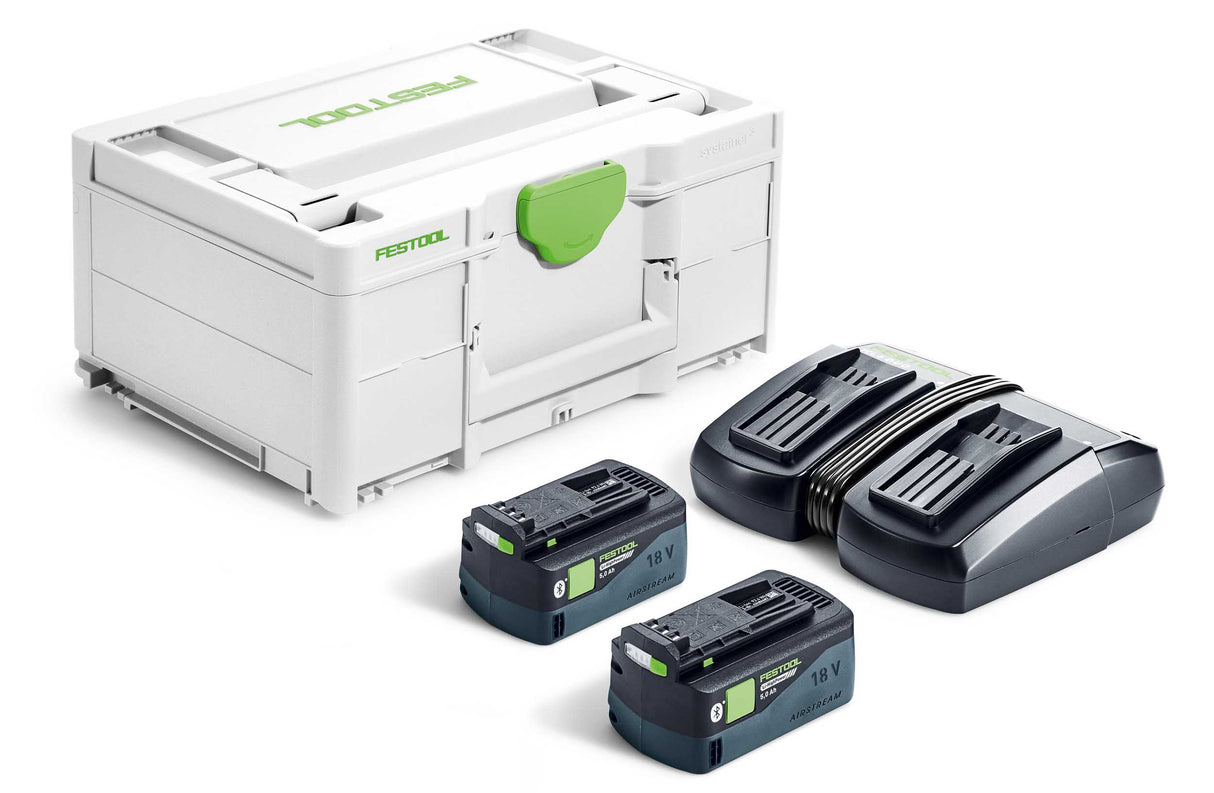 NEUHEIT: Festool Energie-Set SYS 18V 2xHP5,0/TCL6DUO (2 Akkus 5.0 Ah + 1 Doppel-Schnellladegerät)- 578679