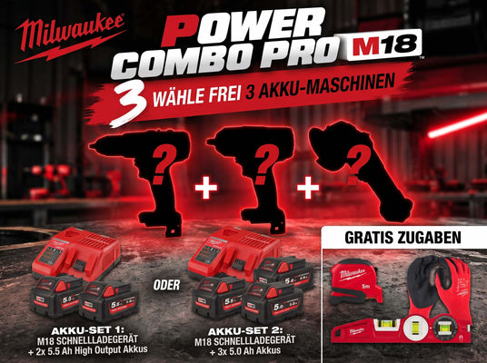 Milwaukee Power Combo Pro M18, wähle aus 3 Maschinen