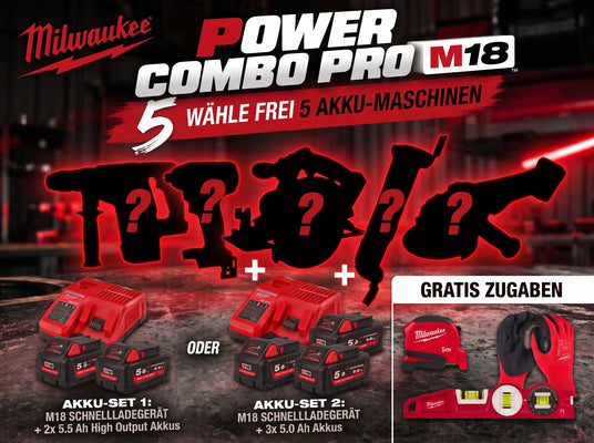 Milwaukee Power Combo Pro M18, wähle aus 5 Maschinen