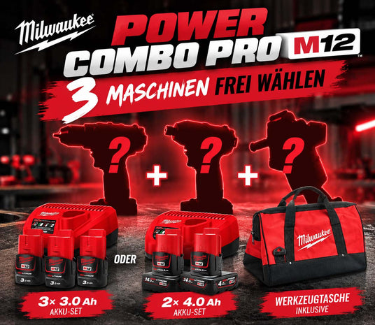 Milwaukee Power Combo Pro M12, wähle aus 3 Maschinen