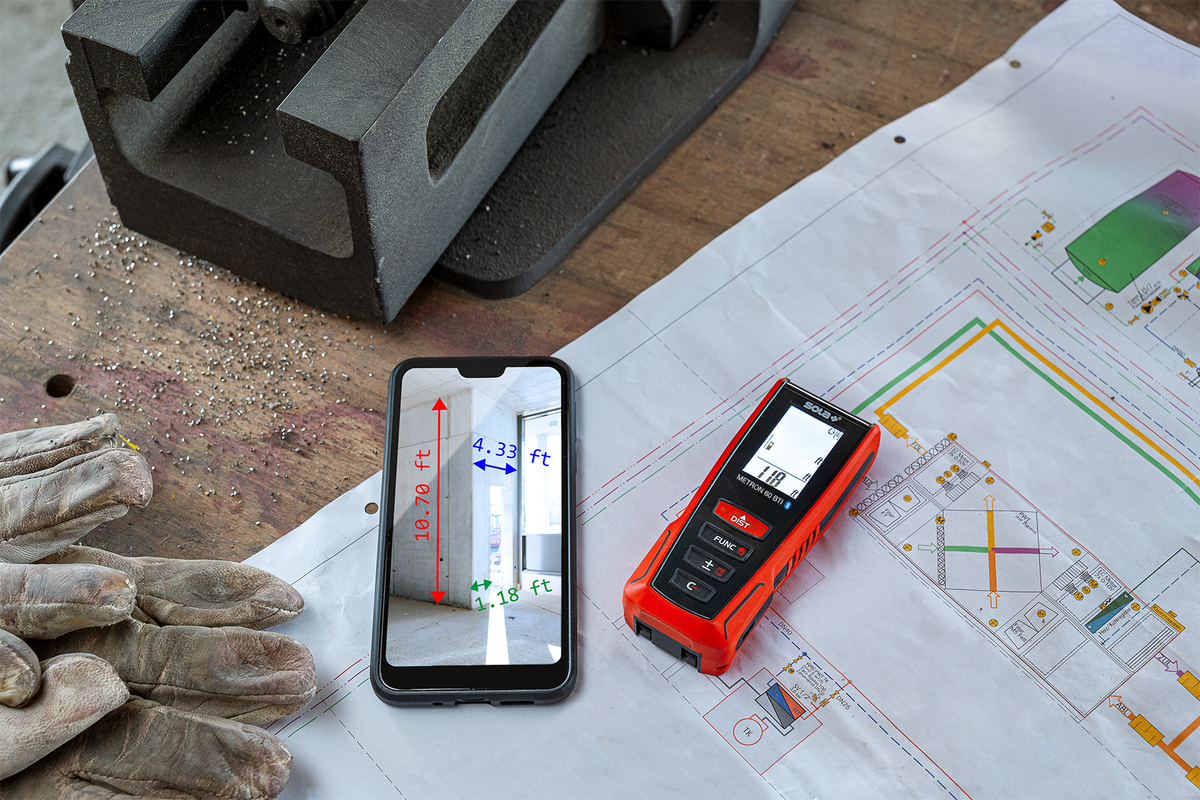 SOLA Laser Entfernungsmessgerät METRON 60 BTI - bis 60 Meter mit Malerfunktion, Bluetooth® - 71027201