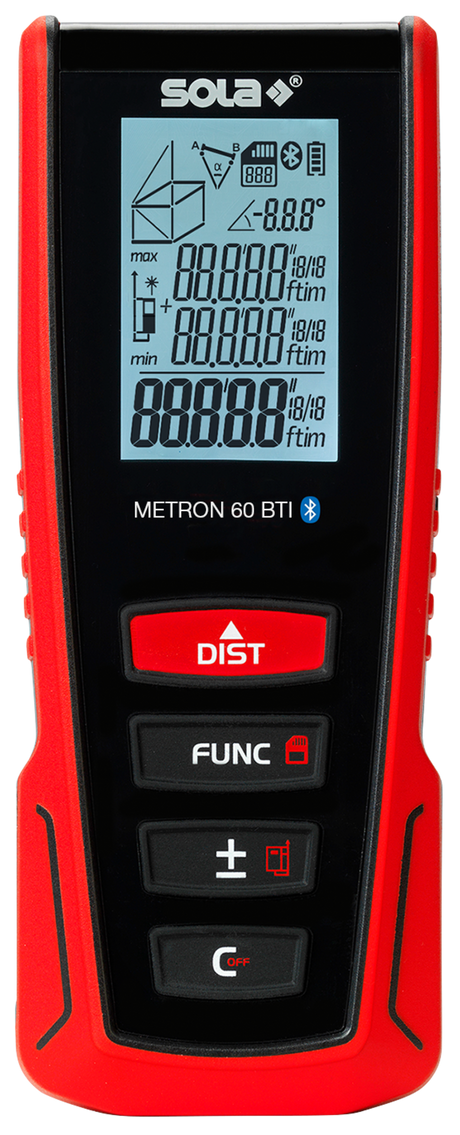 SOLA Laser Entfernungsmessgerät METRON 60 BTI - bis 60 Meter mit Malerfunktion, Bluetooth® - 71027201