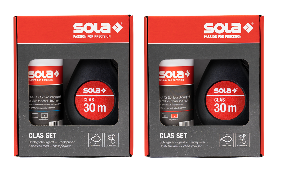SOLA Schlagschnurgerät mit Kreidepulver CLAS-SET - 30m - Aluminium Druckguss