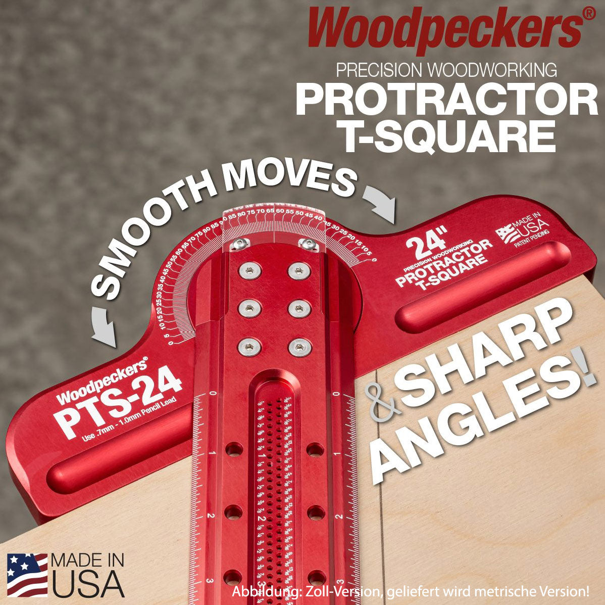 Woodpeckers 600mm verstellbarer T-Anschlagwinkel "PROTRACTOR T-SQUARE" - metrisch