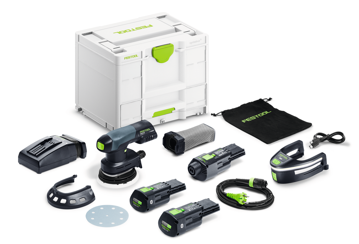 Festool Akku-Exzenterschleifer Ø 125 mm ETSC 125 3,0 I-Set (mit 2 Akkus, 1 Ladegerät, 1 Netzadapter) - 578857