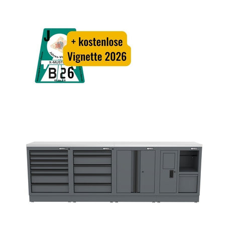 WINTERAKTION: SEMLOC Workspace Werkbank mit Schubladen und Türen - Variante 4 - 2720x950x495mm