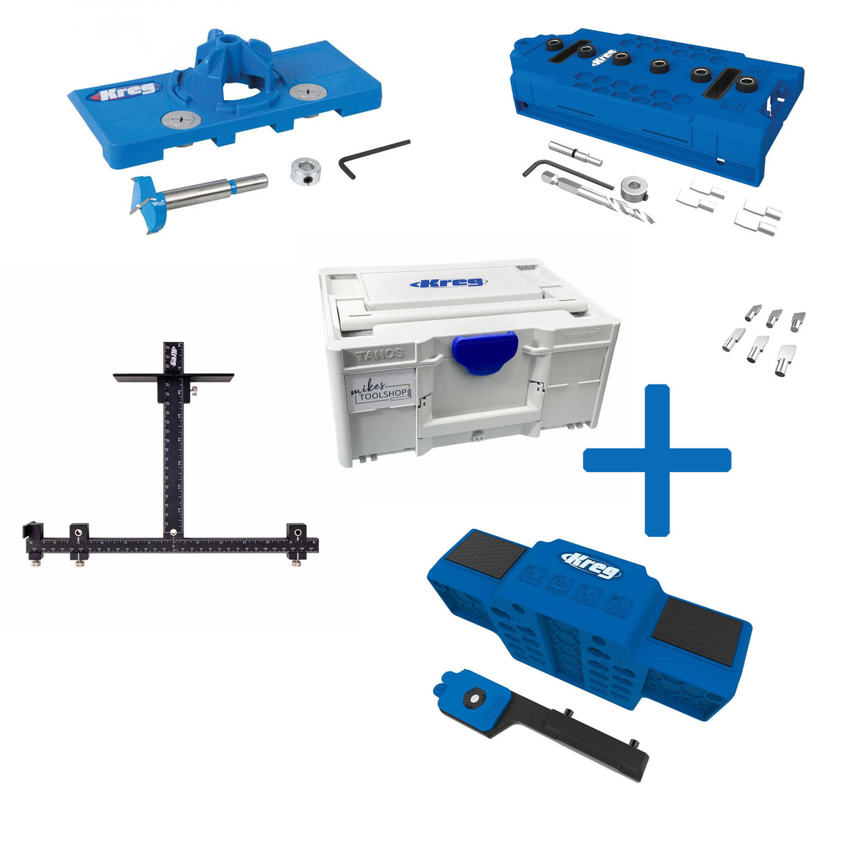 XXL-SET KREG® Bohrschablonen (Lochreihe, Topfbänder, Möbelgriffe, Schranktüren) im Systainer