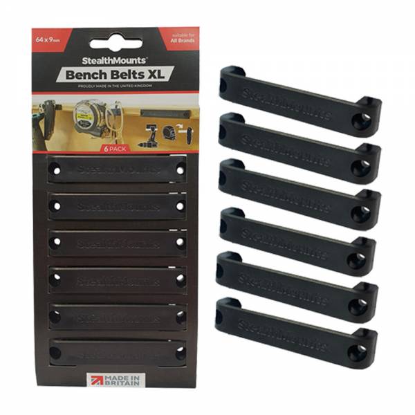 StealthMounts® Universal Werkzeughalter 64mm - BENCH BELTS XL - 6er Pack