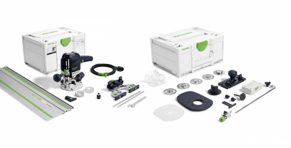 SET: Festool handliche Oberfräse OF 1010 REBQ-FS-Set (Oberfräse + 800mm Schiene + Zubehör-Koffer) - 578051