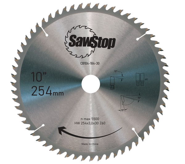 SAWSTOP Feinschnitt-Sägeblatt Ø 254x3,0x30 60 Zähne