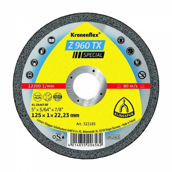 Klingspor Kronenflex Z 960 TX Trennscheiben Zirkon 115 x 1 x 22,23 mm gerade - 25 Stk.