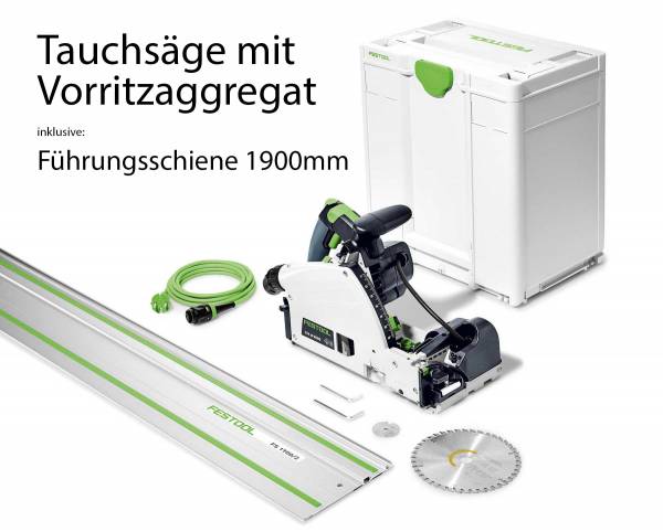 Festool Tauchsäge mit Vorritzfunktion TSV 60 KEBQ mit 1900mm Führungsschiene - 577743