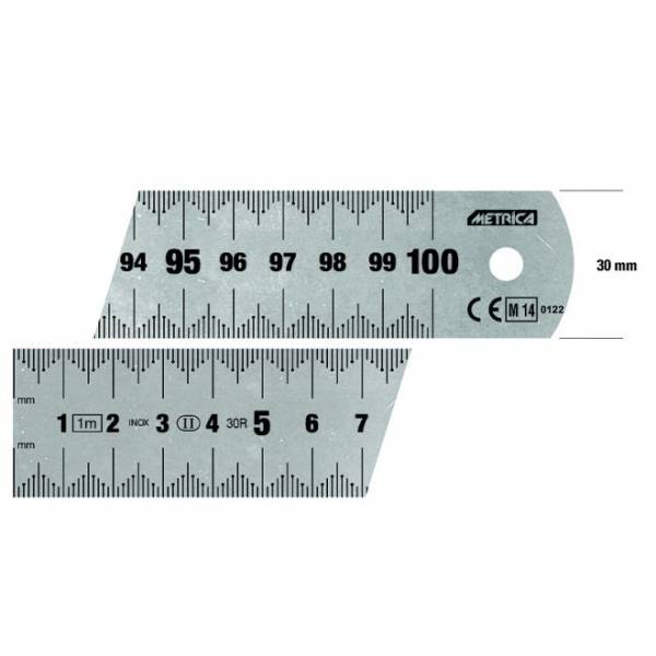 Metrica Stahlmassstab 1000x30mm Rostfrei mm-Skalierung