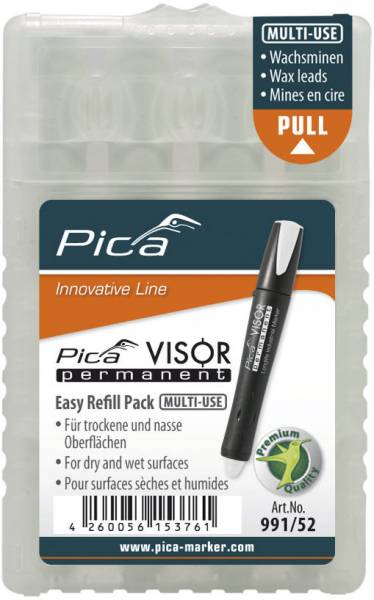 Pica VISOR permanent Ersatz-Minen - Farbe: Weiss - 991/52