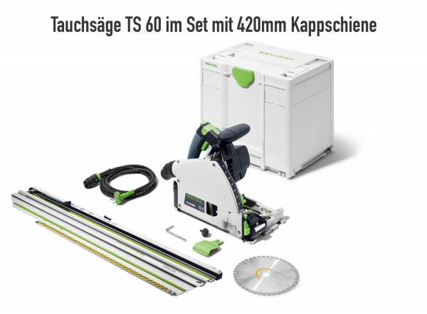 SET: Festool Tauchsäge TS 60 KEBQ-Plus-FSK + 420mm Kappschiene FSK 420