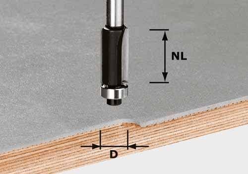 Festool HW Bündigfräser Ø 12,7mm - Nutzlänge 25mm - Schaft 8 mm - Lager unten - 491027