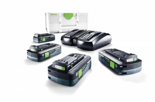 Festool Energie-Set (4 Akkupacks 4,0Ah + 1 Doppel-Schnellladegerät) SYS 18V 4x4,0/TCL 6 DUO - 577104