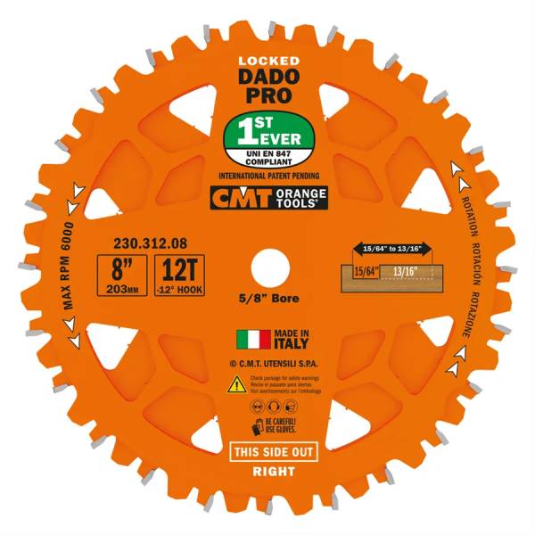 CMT Nutscheibe im Set DADO PRO - D203x6,2-20 d15,87 5/8 Zoll - Z12 HW - 230.312.08