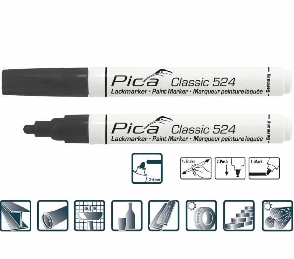 PICA® Classic 524 - SCHWARZ - Industrie Lackmarker - 524/46