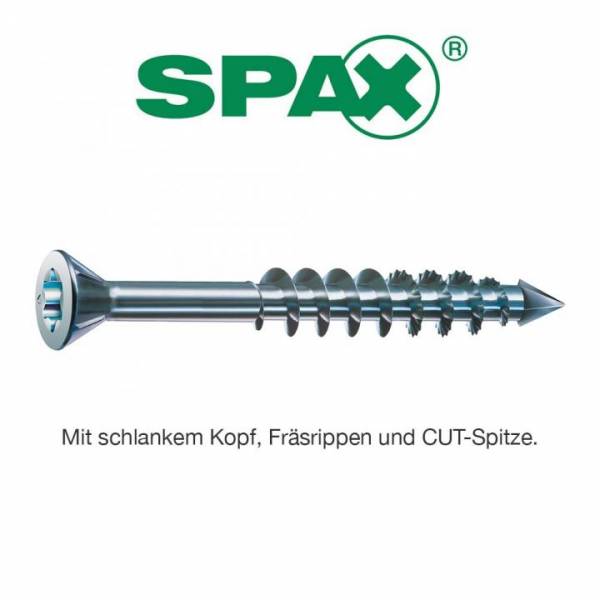 SPAX-M 4,5x50mm TX-Senkkopf-Schraube T-STAR plus, Wirox-Silber, Teilgewinde - 200 ST