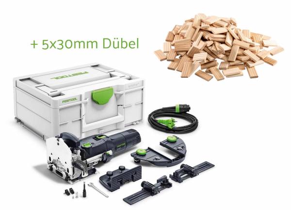 SET: Festool Dübelfräse DF 500 Q-Set DOMINO + 300 Stück 5x30mm Dübel